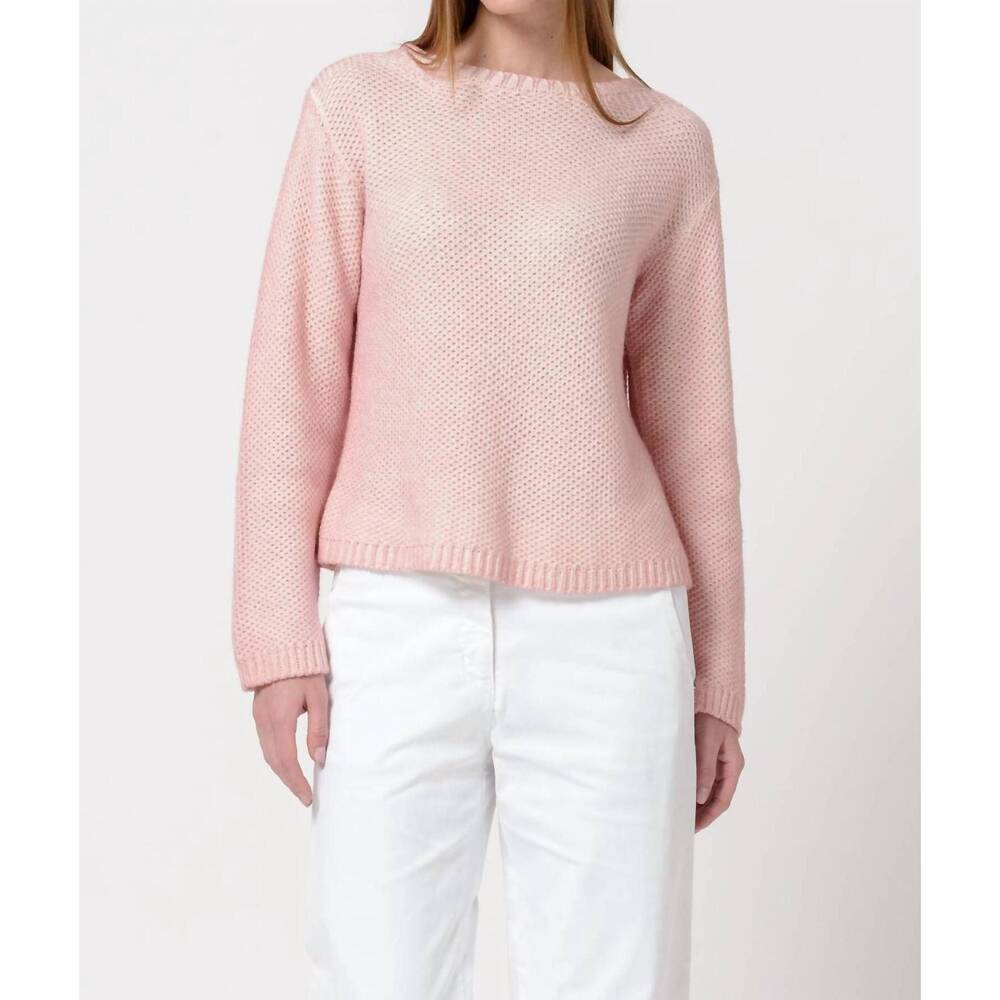 NEW PLOUMANAC'H patty soffio art cashmere crumble crew neck sweater in ballet